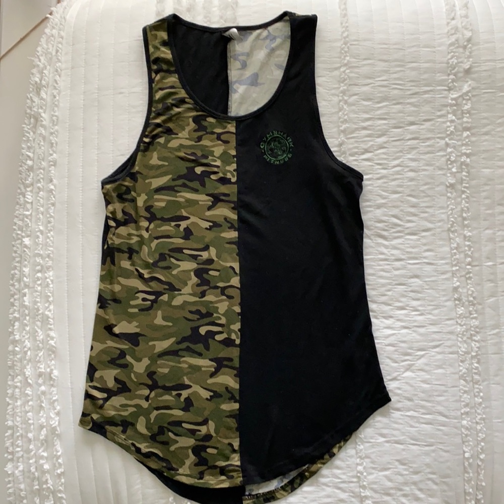 Gymshark Camo/Black Embroidered Tank Top